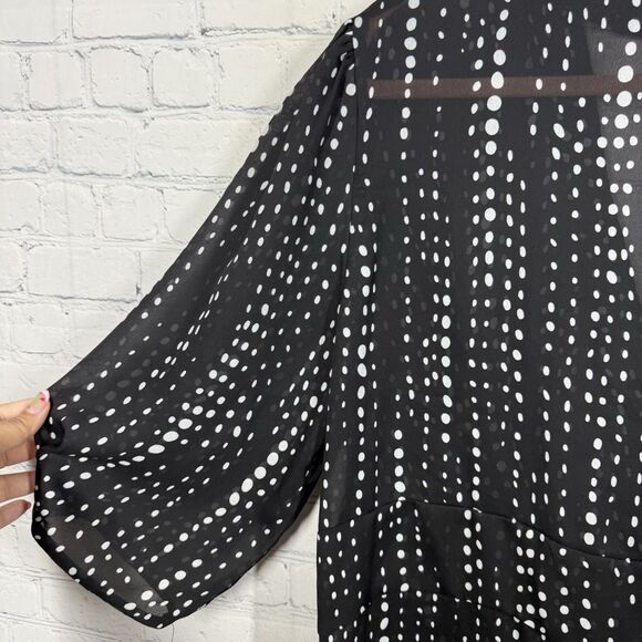 Momentum Sheer Cropped Blouse Women Plus Size 2x Black White Dots Whimsygoth - Picture 5 of 10